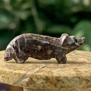 Native American Zuni Bear Fetish Bead Hand Carved Jasper Stone Spirit Animal 1"